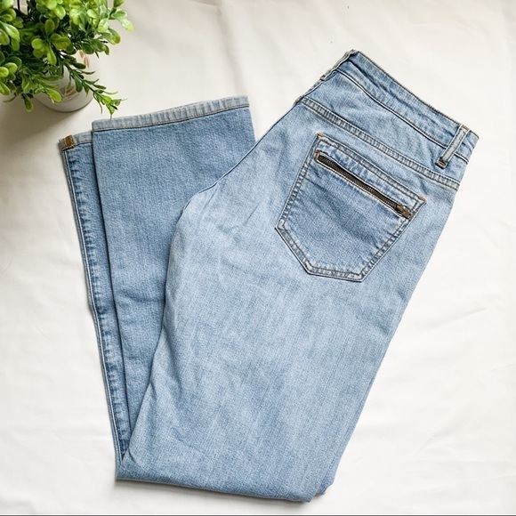 VTG Y2K Calvin Klein Unique Zip Up Straight Leg Light Wash Jeans Sz 7 Jrs - Picture 2 of 9